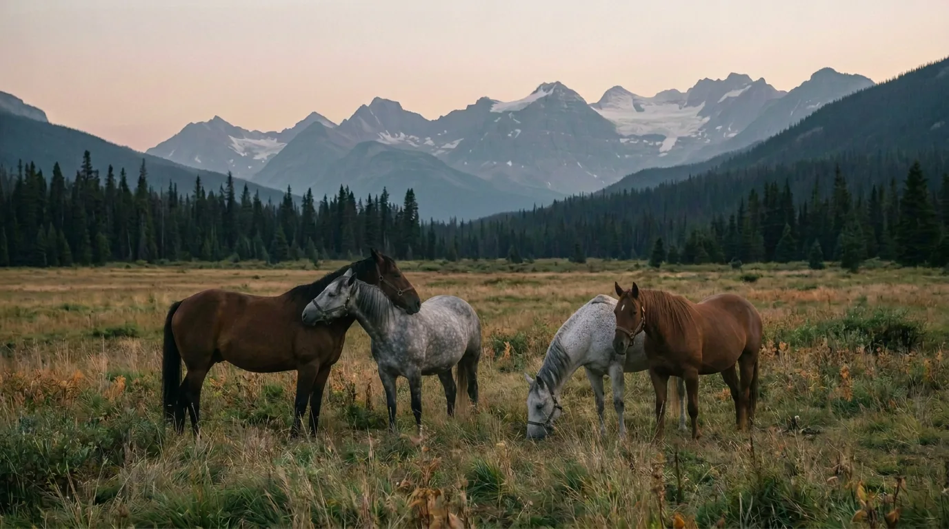 Chevaux en liberté, Ferme du Goûter, Isère